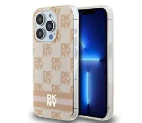 DKNY IML Karomuster & Streifenmuster, pink / Rückseite / MagSafe / für iPhone 13 Pro und iPhone 13