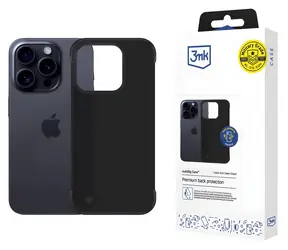 3mk Just20g Matt Case für Apple iPhone 15 Pro Max, matt schwarz / Rückseite / 20 g / matte Oberfläche