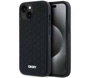 DKNY 3D-Gummimuster-Rückseite, schwarz / für Apple iPhone 15 PLUS