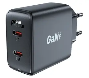 Acefast A49 PD35W GaN-Ladegerät schwarz / 2x USB-C / 35W