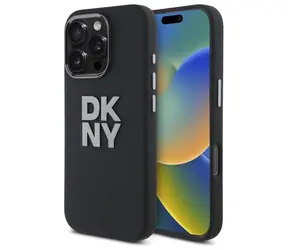 DKNY Flüssigsilikon-Schutzhülle mit Logo , schwarz / Apple iPhone 16 Pro