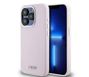DKNY Flüssigsilikon-Schutzhülle mit kleinem Logo , pink, für Apple iPhone 14 Pro / MagSafe