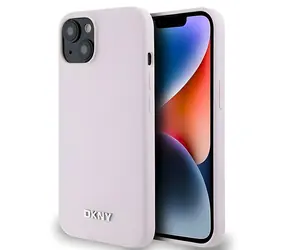 DKNY Rückseite aus Flüssigsilikon mit kleinem Logo , pink / Rückseite / MagSafe / Apple iPhone 14/15/13