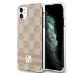 DKNY IML Karomuster & Streifenmuster MagSafe pink / Rückseite / Apple iPhone 11, iPhone XR