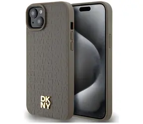 DKNY Leder-Design, Logo , braun / MagSafe-Rückseite / Apple iPhone 15, 14, 13