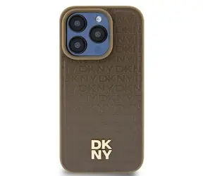 DKNY Leder-Design, Logo , braun / Rückseite / MagSafe / Für Apple iPhone 15, 14, 13