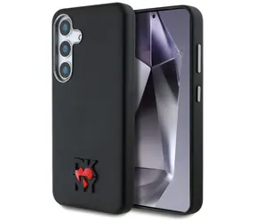 DKNY Leder-Rückseite „Heart of NY“ schwarz / Rückseite für Samsung Galaxy S25