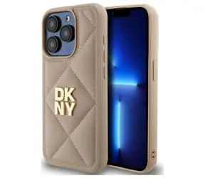 DKNY Quilted Stack Logo iPhone 15 Pro beige / Hülle