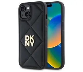 DKNY Quilted Stack Logo Back Cover Schwarz / Rückseite / für Apple iPhone 15
