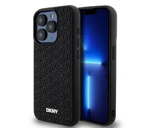 DKNY 3D-Gummimuster für Apple iPhone 15 Pro , schwarz / Rückseite / Gummi
