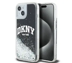 DKNY Liquid Glitter Big Logo schwarz / Rückseite / für Apple iPhone 15 PLUS / 14 PLUS