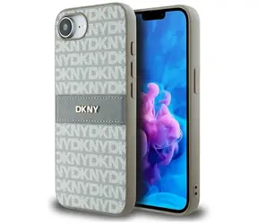 DKNY-Muster, Ton-in-Ton-Streifen, Beige / Rückseite / iPhone 16e