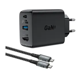 Acefast A17 GaN-Ladegerät schwarz / Ladeadapter mit HDMI-Ausgang / 65 W / HDMI 4K 60 Hz / USB-C