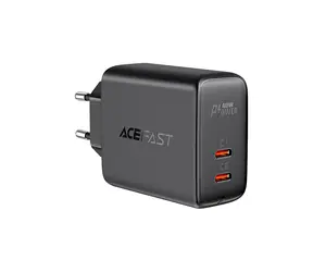 Acefast A9 schwarz / Ladegerät / 2x USB-C / 40 W / PD, QC 3.0, PPS
