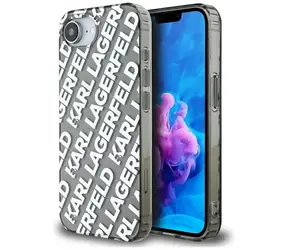 Karl Lagerfeld IML Repeat Logo silber / Rückseite / Apple iPhone 16e