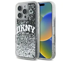 DKNY Liquid Glitter Arch Logo Rückseite für iPhone 16 Pro Max, schwarz / Rückseite / Apple iPhone 16 Pro Max / Hartschalenetui
