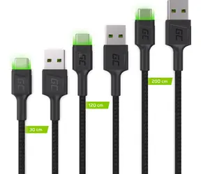Green Cell KABGCSET01 schwarz / Kabel USB-A auf USB-C / 2 m