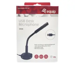 Desktop-Mikrofon mit USB-A- Equip , schwarz / Plug & Play / Rauschunterdrückung / 1,2 m