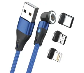RealPower MagneticCharge3 blau / Magnetisches Ladekabel / USB-A / 3 A / 1 m / 6 Adapter