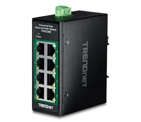 Trendnet TI-PELC80 / Industrie-Switch / 8- Port Fast Ethernet PoE+ / 200 W / DIN-Schiene / IP30