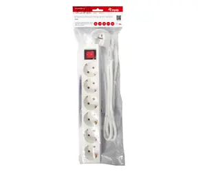 Equip: 6 weiße Steckdosen / Verlängerungskabel / Schalter / 1,5 m
