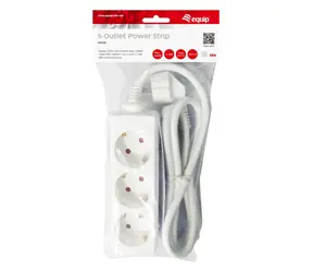 Equip mit 3 Schuko-Steckern (90°, weiß) / Steckdosenleiste / Schalter / 1,5 m / 16 A