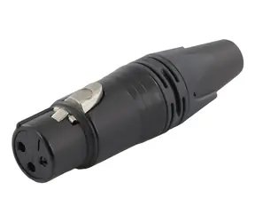 Equip 3-polige Buchse schwarz / Stecker / vergoldete Kontakte / Schraubklemmen