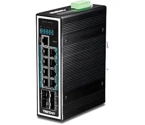 Trendnet TI-PG1284i / Switch / 8- Port Gigabit PoE+ / 4X SFP / Managed L2+ / 240 W PoE / DIN-Schiene
