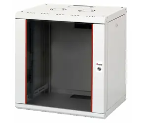 12 Equip Wand-Rack, 600 × 450 mm, grau / Wandmontage / 19 Zoll / Glastür / Passive Kühlung