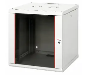 12 Equip Wand-Rack, 600 × 600 mm, grau / Wandmontage / 19 Zoll / Glastür / Passive Kühlung