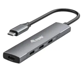 Equip / USB-Hub / 4× USB-C 3.2 Gen 1 / 5 Gbit/s / Aluminiumgehäuse / Schwarz, Silber