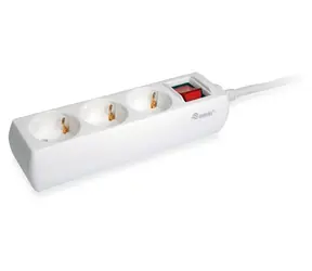 Equip: 3x Schuko weiß / Steckdosenleiste / Schalter / Kindersicherung / Kabel 1,5 m / 16 A