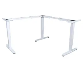 Equip Tischgestell mit Dreifachmotor, L-Form, weiß / Tischgestell / höhenverstellbar / Tragkraft 150 kg / Metall