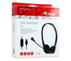 Equip USB-Headset schwarz / Headset / On-Ear / USB-A / 32 Ohm / 1,8 m