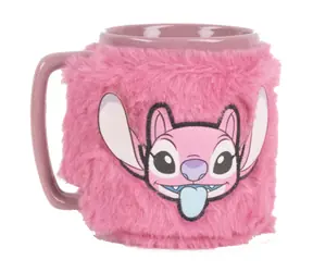 PYRAMID Becher Engelrosa / mit Plüschbezug / Lilo und Stitch