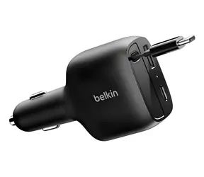 Belkin BOOST CHARGE Autoladegerät schwarz / USB-C / 75 W / mit einziehbarem USB-C-Kabel