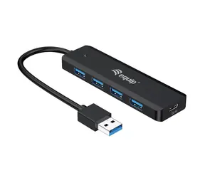 Equip USB-Hub mit 4 Ports, schwarz / USB-Hub / 4X USB-A 3.2 Gen 1 / USB-C-Adapter / 5 Gbit/s