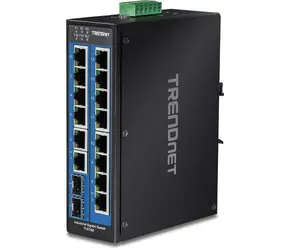 Trendnet Industrie-Switch mit 16 Gigabit-Ports / Switch / 14x Gigabit RJ-45 / 2x SFP / IP30 / DIN-Schienenanschluss