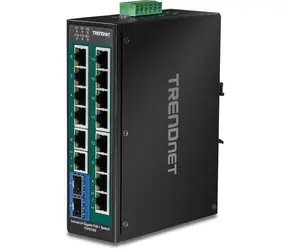 Trendnet 16-Port Industrie-PoE+-Switch / Switch / 14x Gigabit PoE+ / 2x SFP / 240 W / unmanaged / DIN-Schiene