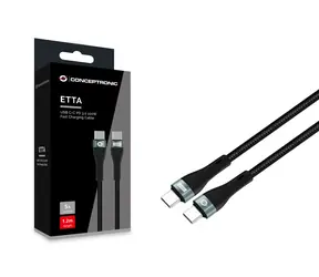 Conceptronic USB-C - USB-C-Lade- und Datenkabel, schwarz / Kabel / USB 2.0 / PD 100 W / 480 Mbit/s / 1,2 m