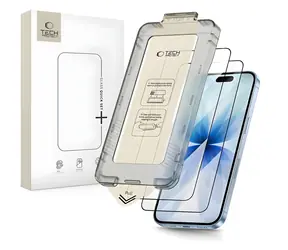 Tech-Protect Quick Set+ schwarz / Schutzglas / Apple iPhone 17 / 2 Stück / Gehärtetes Glas