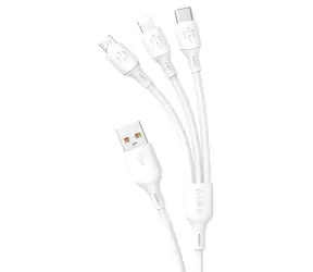 Dudao L8A weiß / Datenkabel / 3-in-1 / USB-C / Micro-USB / Lightning / 480 Mbit/s / 1,2 m