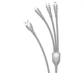Dudao L20X grau / Datenkabel / 3-in-1 Lightning, USB-C, Micro-USB / 65 W / 1,2 m
