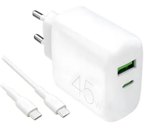 Puro Daily PRO LITE weiß / Ladeset / USB-A + USB-C / PD 45W / USB-C-Kabel