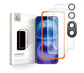 Tech-Protect Supreme Set klares/gehärtetes Glas / Apple iPhone 16 / 3 Stück