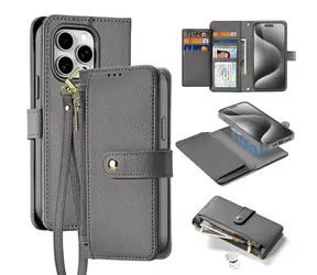 Dux Ducis Lawa graue Lederhülle für Apple iPhone 15 Pro Max