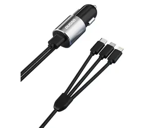 Dudao R5ProN schwarz / Kfz-Ladegerät / integrierte Lightning-, USB-C- und Micro-USB-Kabel / 3,4 A