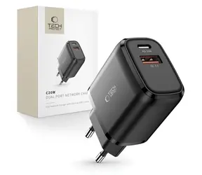 Tech-Protect C20W schwarz / Netzteil / USB-C PD 20W / USB-A QC 3.0