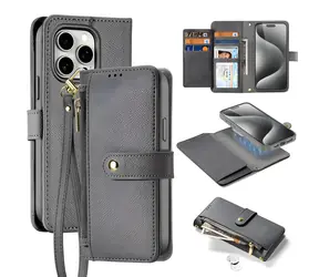 Dux Ducis Lawa graue Lederhülle für Apple iPhone 15 Pro