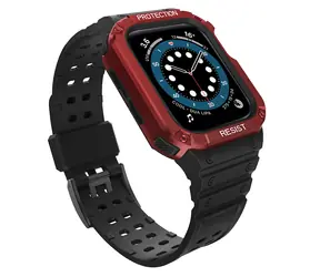 Hurtel Protect Armband für Apple Watch 38/40/41 mm, schwarz, rot / Armband / mit Schutzhülle / robust